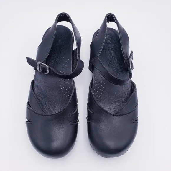 Dansko Margrete Mary Jane Clogs Comfort Shoes Black Leather Size 41