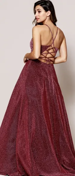 Dark rose sparkle formal evening homecoming prom party pageant dress