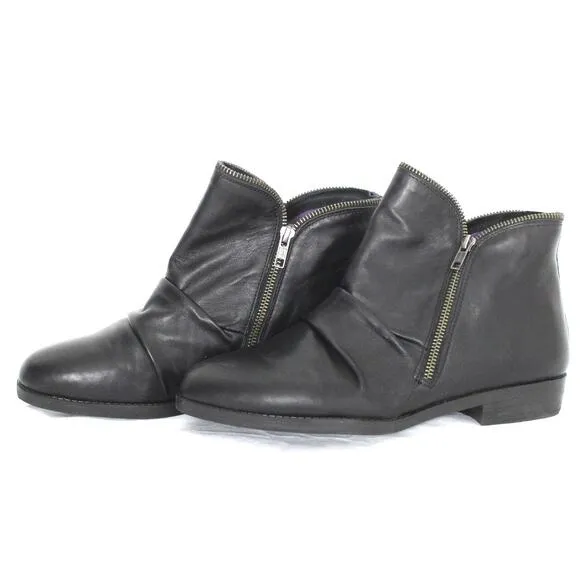 David Tate Ming Women's Leather Double Zipper Ankle Boots Size 11WW
