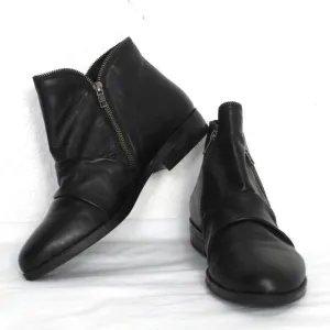 David Tate Ming Women's Leather Double Zipper Ankle Boots Size 11WW