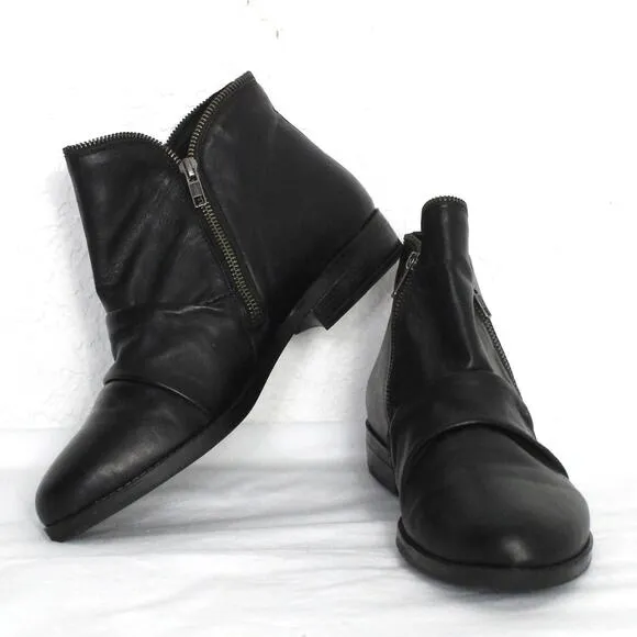 David Tate Ming Women's Leather Double Zipper Ankle Boots Size 11WW
