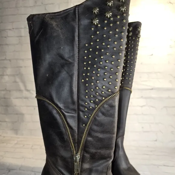 Denver Mountain Boots Studded Dark Brown Leather Women's Boots Size 7