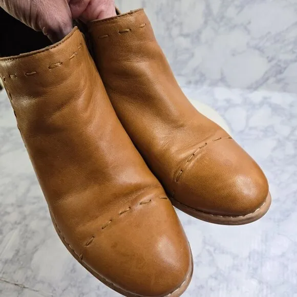 Diba True River Queen Ankle Booties Size 8.5 Camel Leather Western Prarie