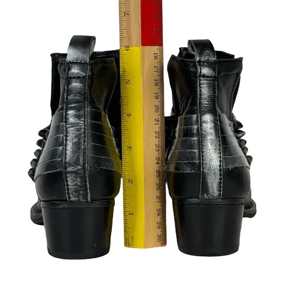Diba Women's Skyler Boots SZ 8 Low Ankle Bootie Western Knotted Black Biker