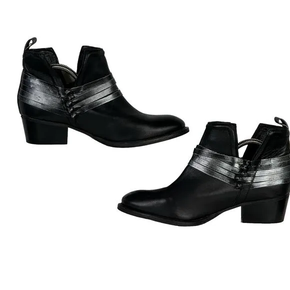 Diba Women's Skyler Boots SZ 8 Low Ankle Bootie Western Knotted Black Biker
