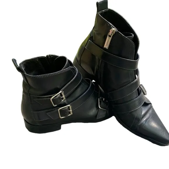 Diesel black gold leather ladies biker boots size 8