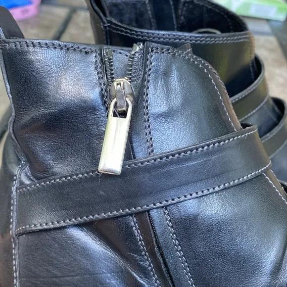 Diesel black gold leather ladies biker boots size 8
