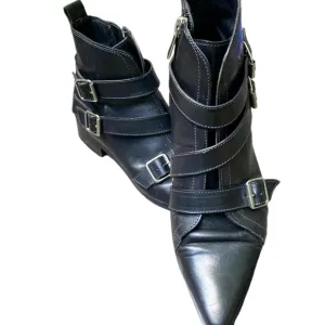 Diesel black gold leather ladies biker boots size 8