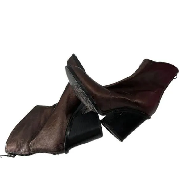 Diesel Ozys Boot leather bronze brown Metallic cowboy  western boho sz 7.5