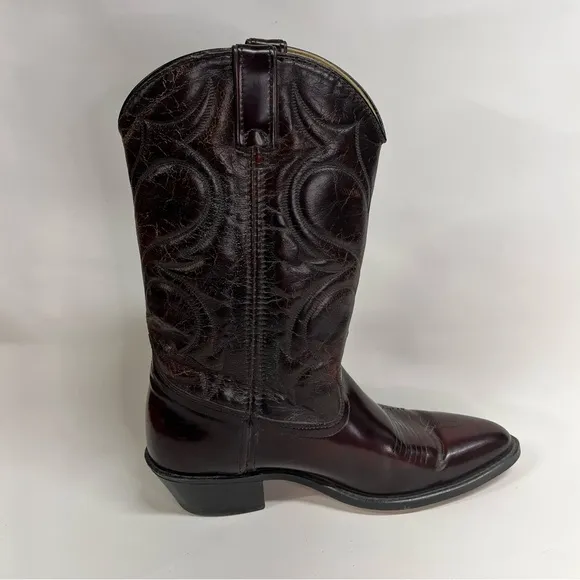 Dingo 8.5 mens vintage western cowboy boots red leather heel