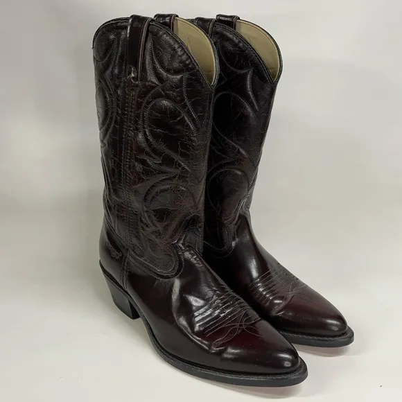 Dingo 8.5 mens vintage western cowboy boots red leather heel