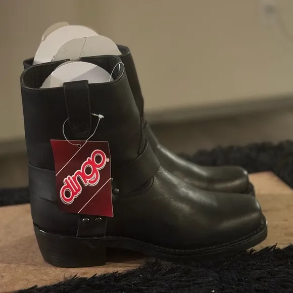 Dingo Black Rev up Mens Motorcycle Harness Leather Boots 10 D