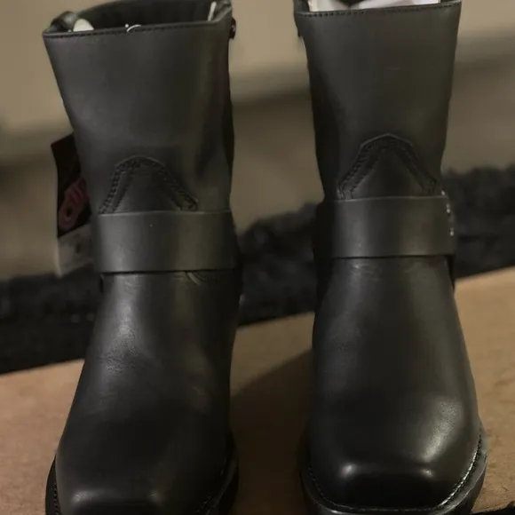 Dingo Black Rev up Mens Motorcycle Harness Leather Boots 10 D