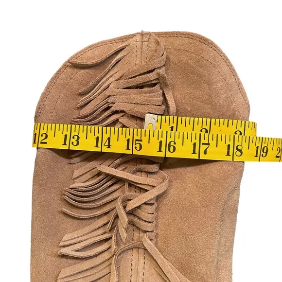 Dingo Camel Suede Fringe Heeled Western Boots 8.5 New in Box