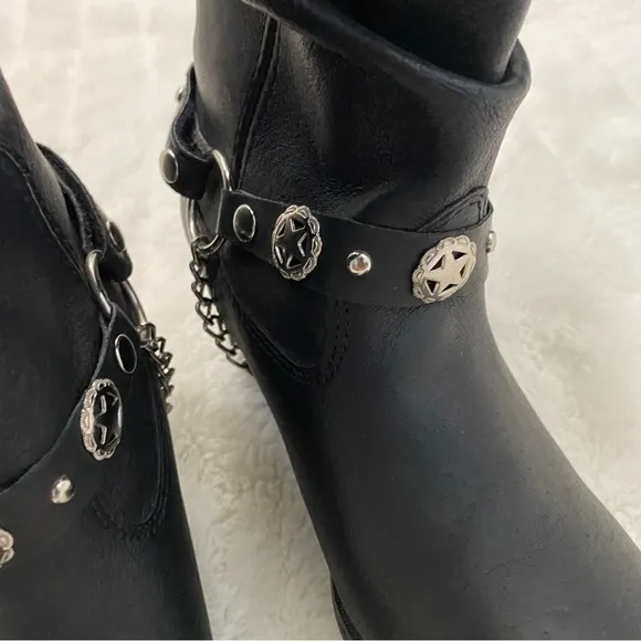 Dingo Leather Cowgirl Slouch Boots Black Size 5.5