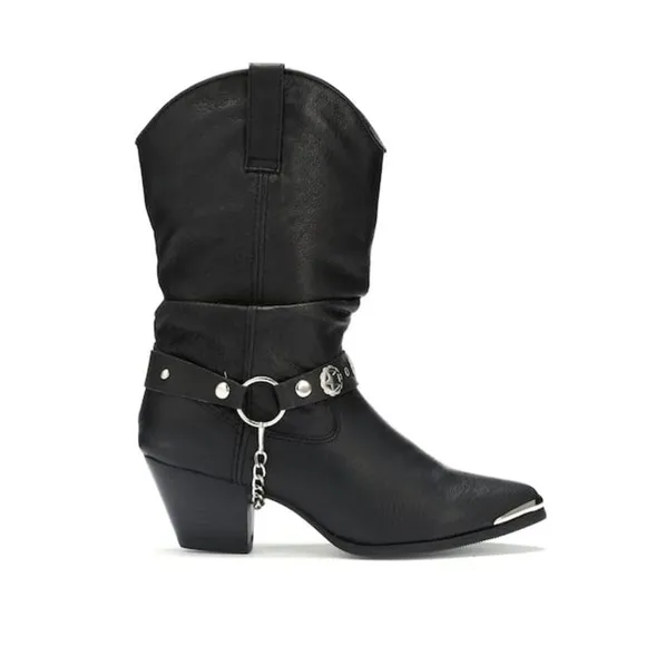 Dingo Leather Cowgirl Slouch Boots Black Size 5.5