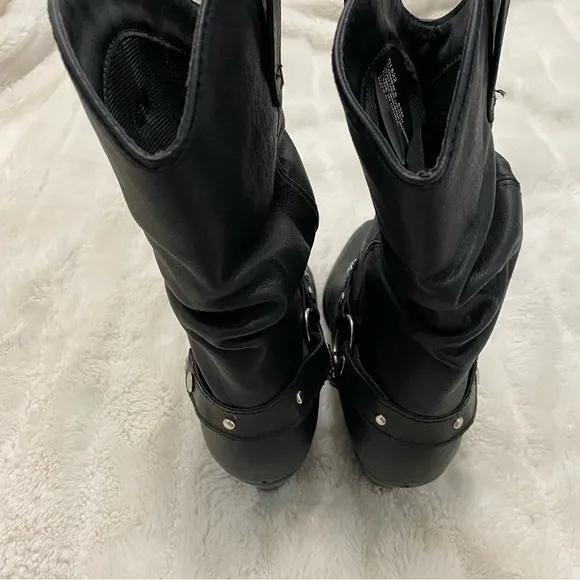Dingo Leather Cowgirl Slouch Boots Black Size 5.5