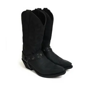 DINGO Mens Black Leather Cowboy Boots Size 8.5 EW