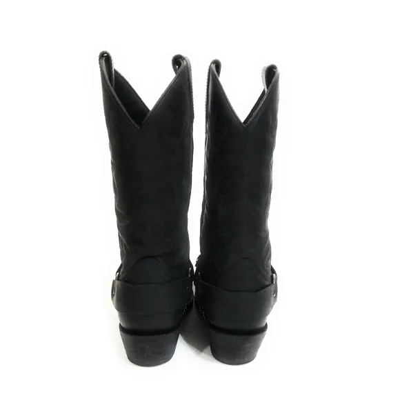 DINGO Mens Black Leather Cowboy Boots Size 8.5 EW