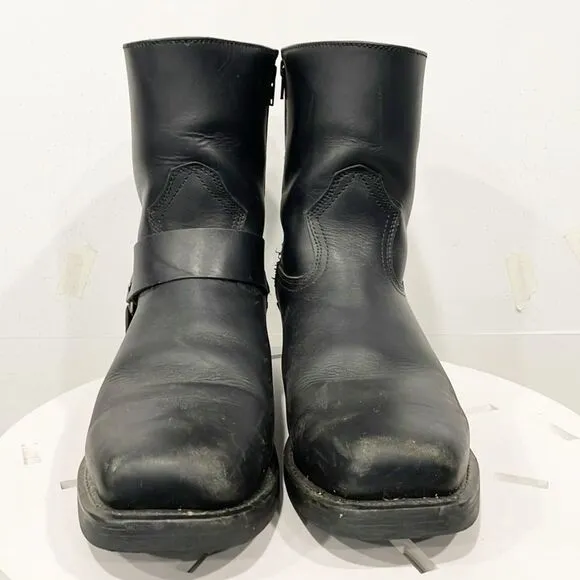 Dingo Mens Dean Harness Square Toe Motorcycle Boots Mid Calf DI19090 13D Black
