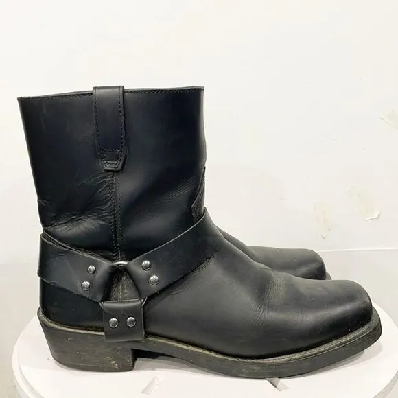 Dingo Mens Dean Harness Square Toe Motorcycle Boots Mid Calf DI19090 13D Black