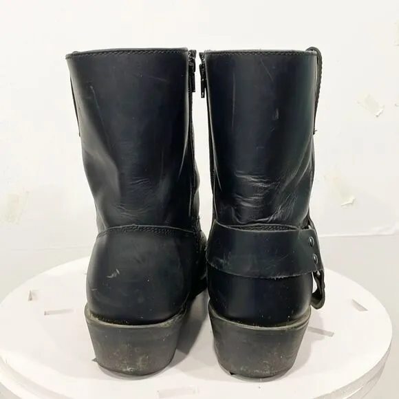 Dingo Mens Dean Harness Square Toe Motorcycle Boots Mid Calf DI19090 13D Black
