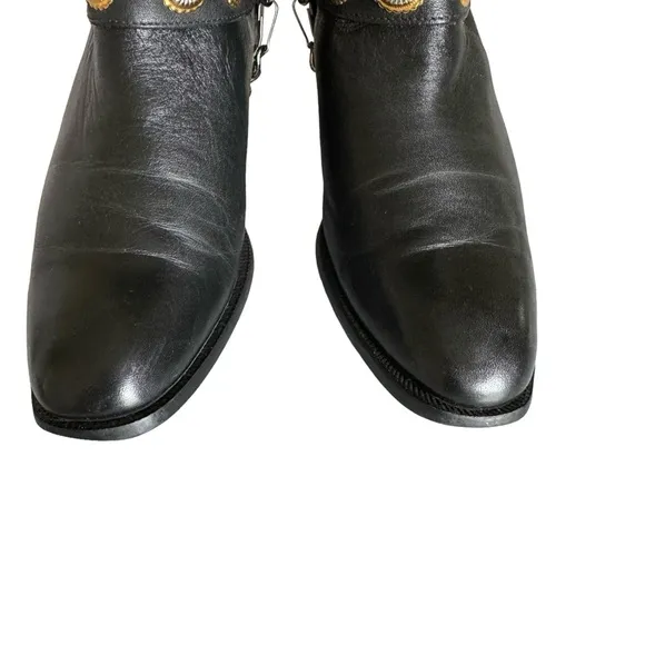 Dingo Olivia Harness Round Toe Black Leather Cowgirl Western Heeled Boots Womens