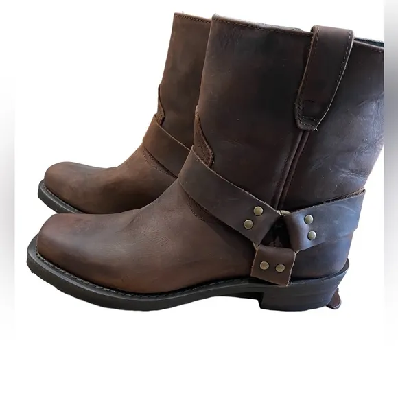 DINGO REV UP LEATHER HARNESS BOOT Men's Brown Zip Up Motorcycle Boots sz 12 NWOT