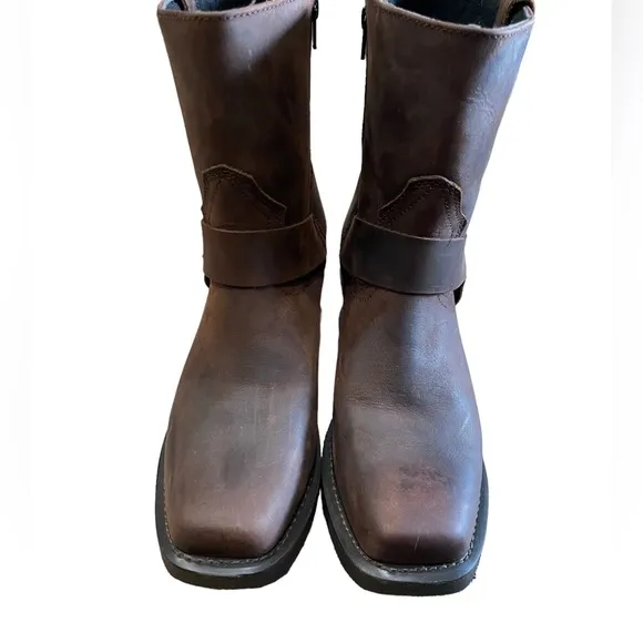 DINGO REV UP LEATHER HARNESS BOOT Men's Brown Zip Up Motorcycle Boots sz 12 NWOT