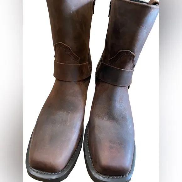 DINGO REV UP LEATHER HARNESS BOOT Men's Brown Zip Up Motorcycle Boots sz 12 NWOT