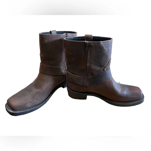 DINGO REV UP LEATHER HARNESS BOOT Men's Brown Zip Up Motorcycle Boots sz 12 NWOT