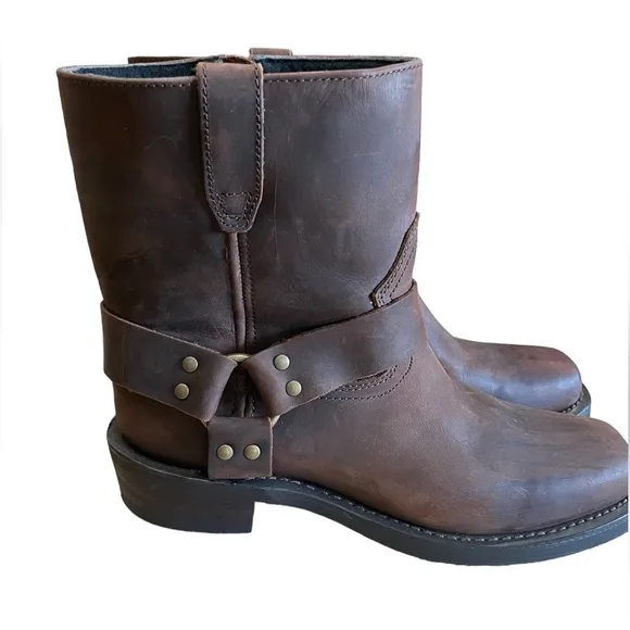 DINGO REV UP LEATHER HARNESS BOOT Men's Brown Zip Up Motorcycle Boots sz 12 NWOT