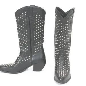 Dingo vintage leather studded heeled rockstar black motorcycle cowboy boots 8.5