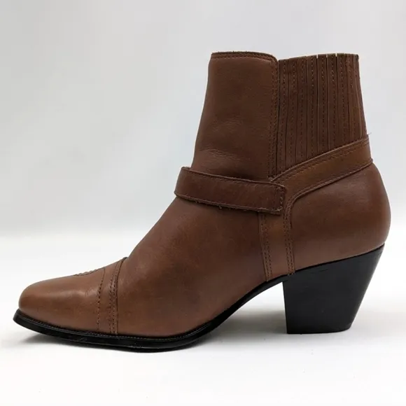 Dingo Western Cowgirl Buckle Strap Ankle Boot Leather Square Toe Pull On 6.5