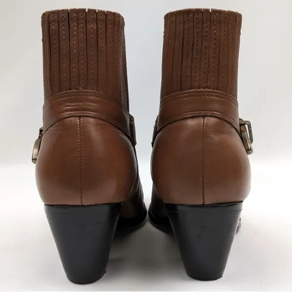 Dingo Western Cowgirl Buckle Strap Ankle Boot Leather Square Toe Pull On 6.5