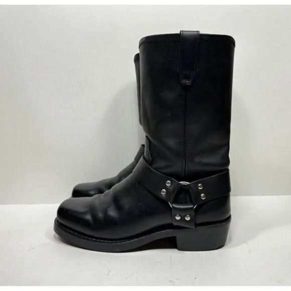 Dingo Motorcycle Harness Square Toe Boots Mens Size 9.5 EW Black Leather DI19057