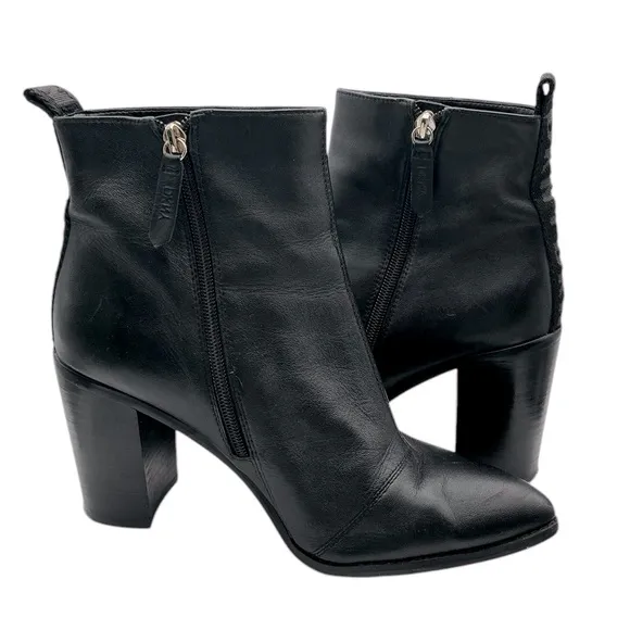DKNY Black leather Women's Black Ankle Boots size 9.5