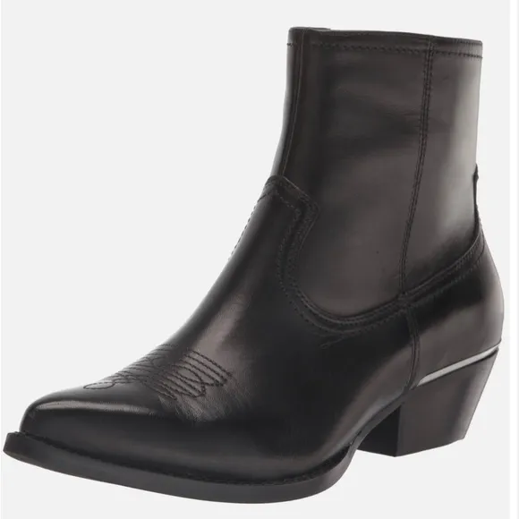 DKNY LUKAS WESTERN BOOTIES COWBOY SMOOTH WOMEN BOOTS CALF LEA BLACK COLOR SIZE 6