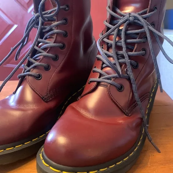 DOC MARTENS 1460 AIR WAIR CHERRY RED MAROON BURGUNDY LACEUP BOOTS,COMBAT…
