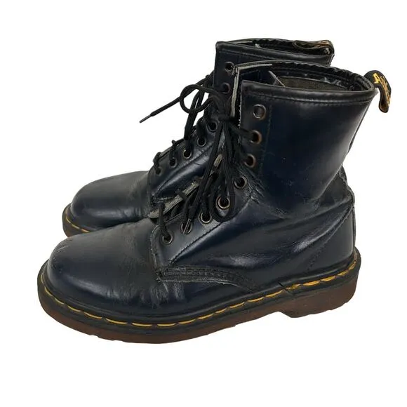 Doc Martens Navy Blue Leather Combat Boots Sz 5.5