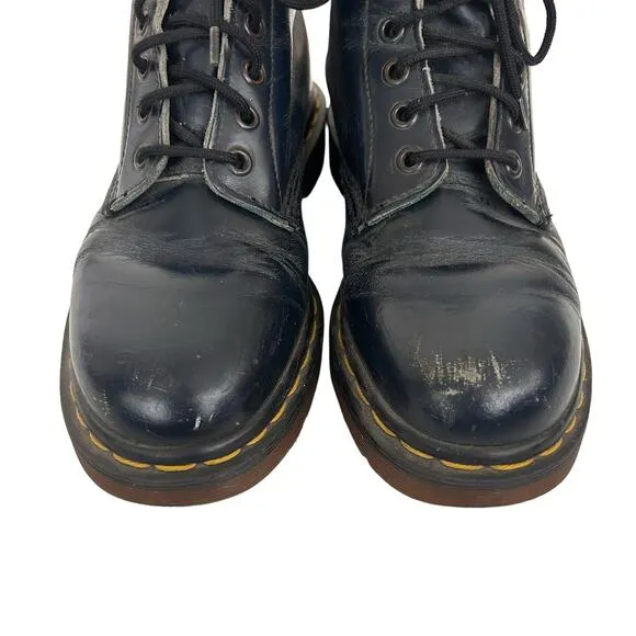 Doc Martens Navy Blue Leather Combat Boots Sz 5.5