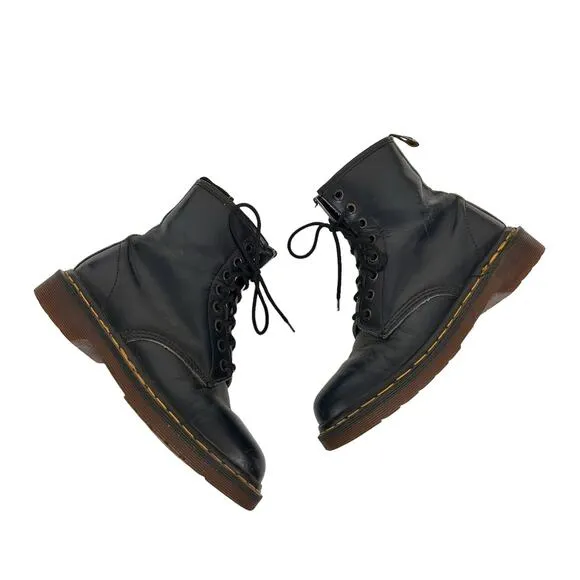 Doc Martens Navy Blue Leather Combat Boots Sz 5.5