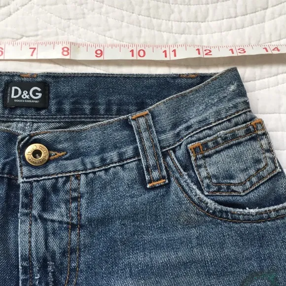Dolce &amp; Gabbana Straight Leg Crop Distressed Denim Jeans 24