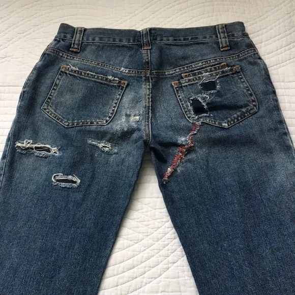 Dolce &amp; Gabbana Straight Leg Crop Distressed Denim Jeans 24