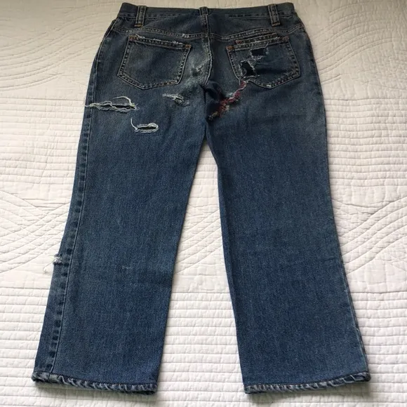 Dolce &amp; Gabbana Straight Leg Crop Distressed Denim Jeans 24