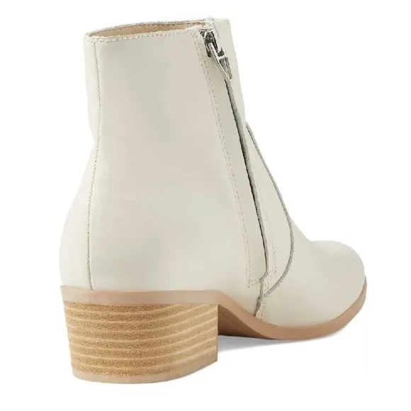Dolce Vita Boots Aggie White Leather Ankle Booties