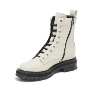 Dolce Vita Boots Ranier White Leather Lace Up Moto Booties