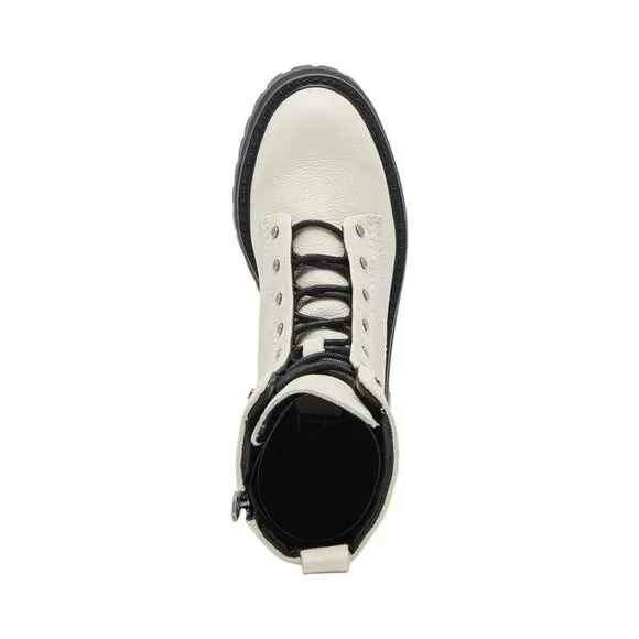 Dolce Vita Boots Ranier White Leather Lace Up Moto Booties