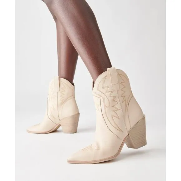 Dolce Vita Ginni Heeled Western Booties Pointed Toe Cowboy Spring Coastal Sz 9.5