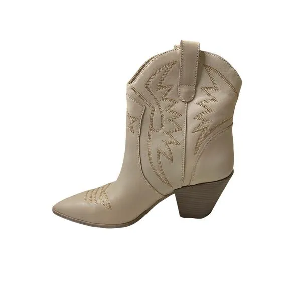 Dolce Vita Ginni Heeled Western Booties Pointed Toe Cowboy Spring Coastal Sz 9.5
